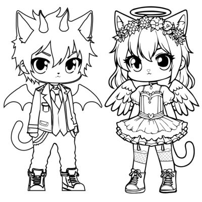Dämonenkatze und Engelskatz