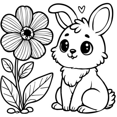Das schöne Kaninchen und die Blume