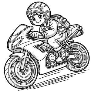 Junge auf GP-Rennmotorrad