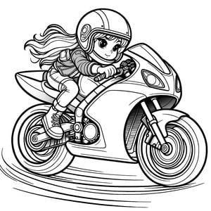 Mädchen auf GP-Rennmotorrad